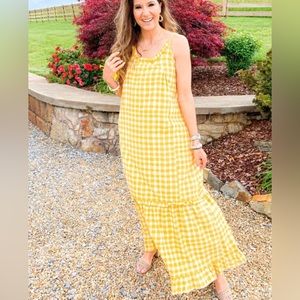 Petal and Pup Yellow Gingham pattern